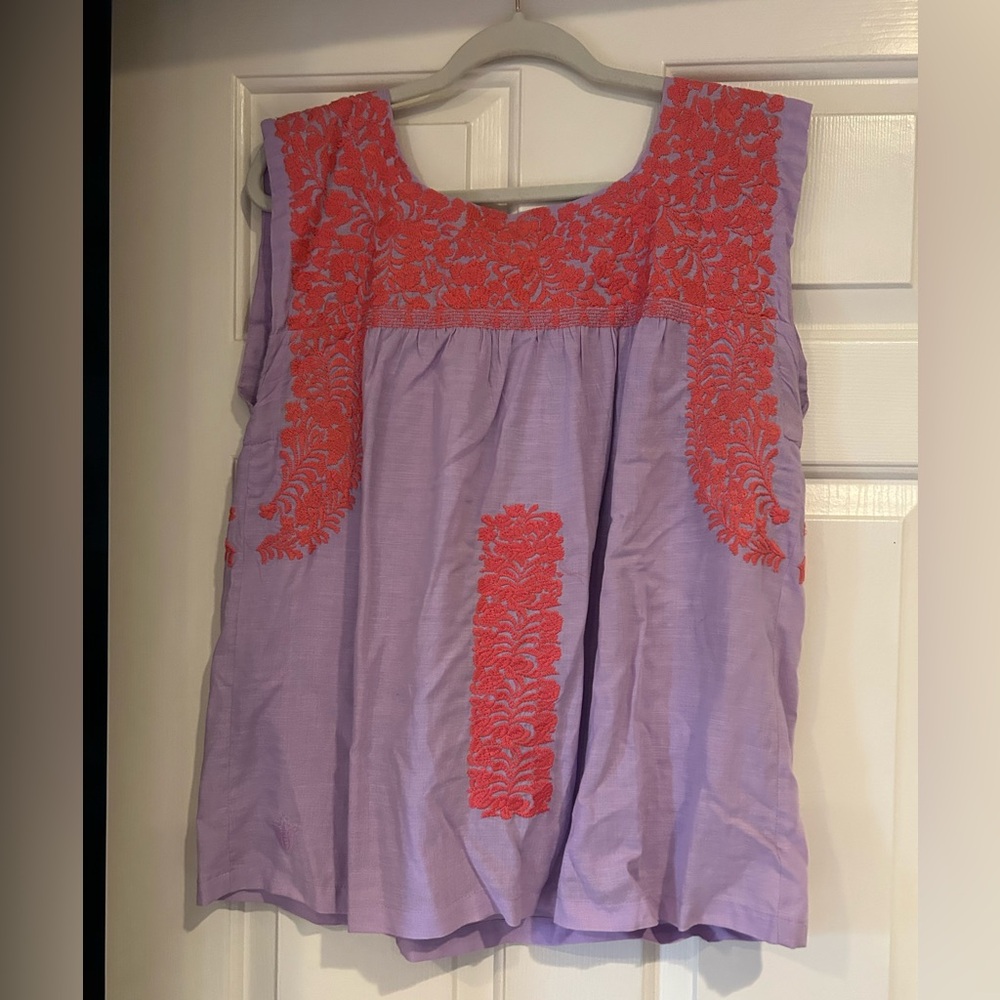 J Marie Embroidered Women's Top - Purple and Pink